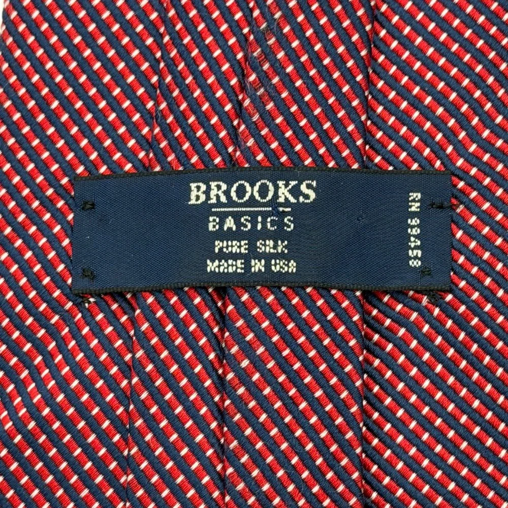 Brooks Basics Silk Tie Mens Red Woven Made In USA Classic 3.75